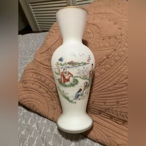 Vintage Italian Chinoiserie Satin Glass Vase